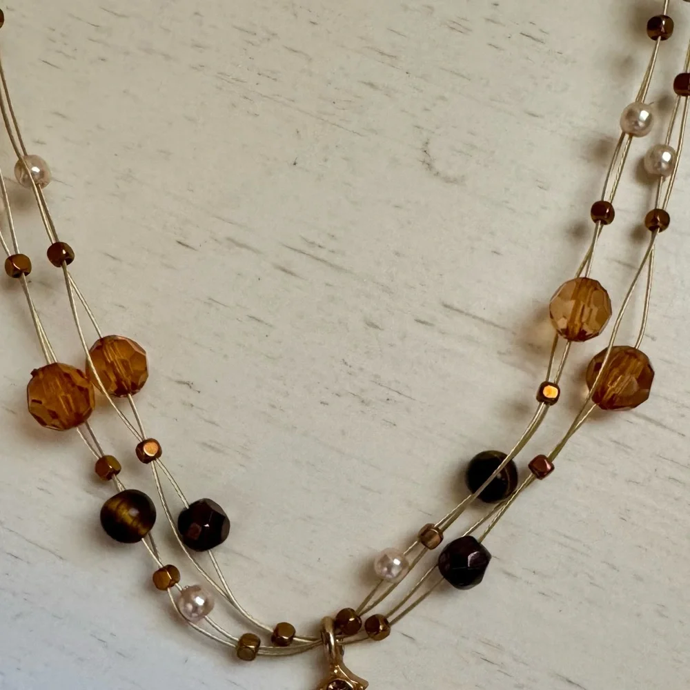 Gold Filigree Medallion Multi-Strand Necklace Boho Chic Statement